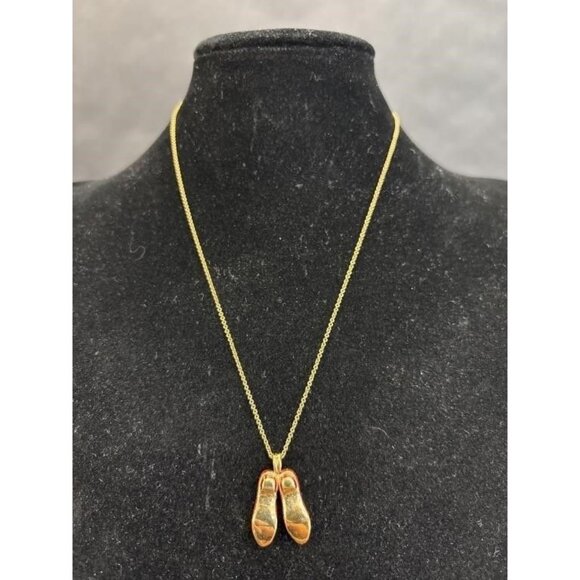 Ruby Red and Gold Tone Slippers Necklace - Picture 11 of 12